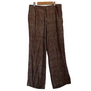 Peruvian Connection Brown Batik Print Wide Leg Pants Sz 6